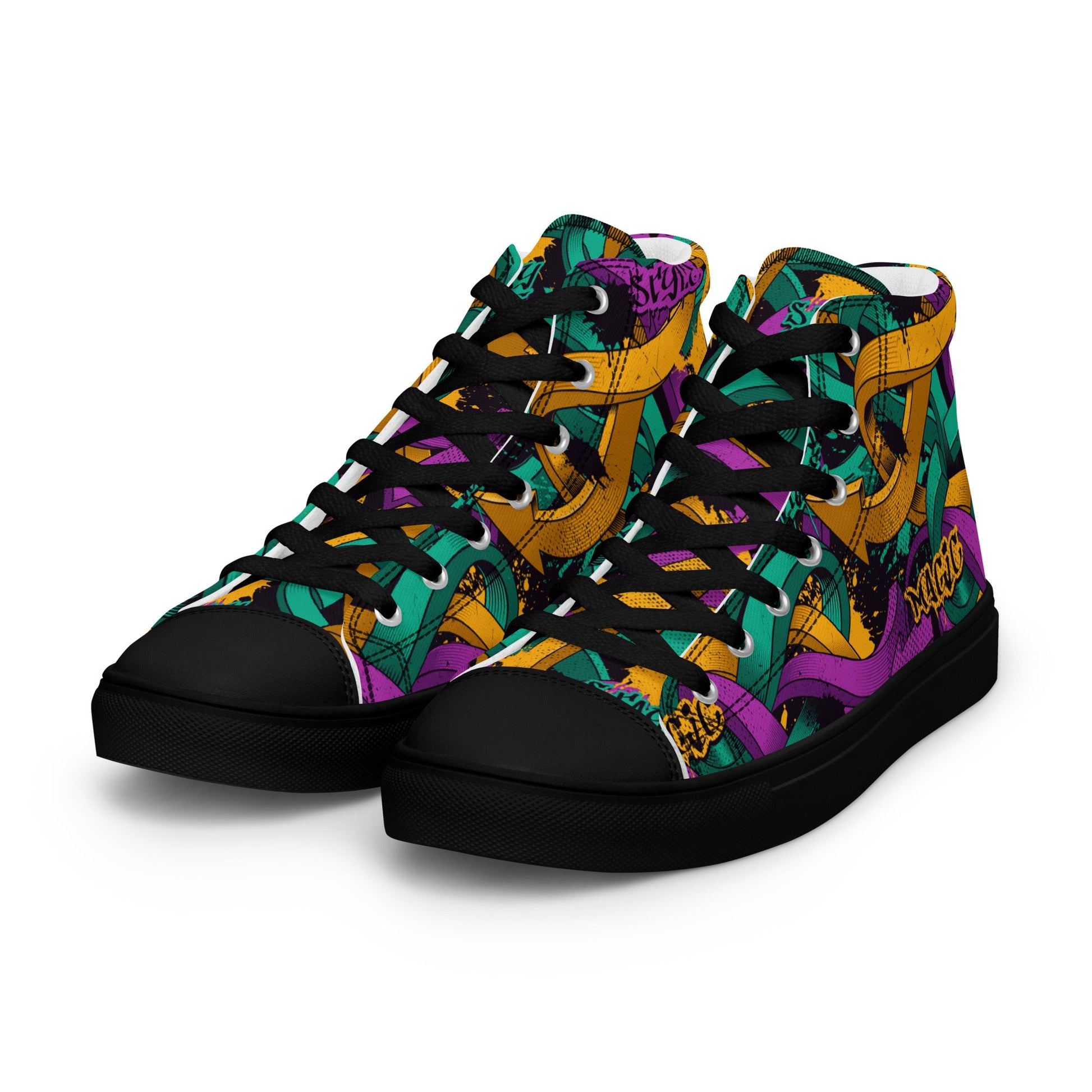 Unisex high top canvas shoes - Grafitti Design - LucyKay store