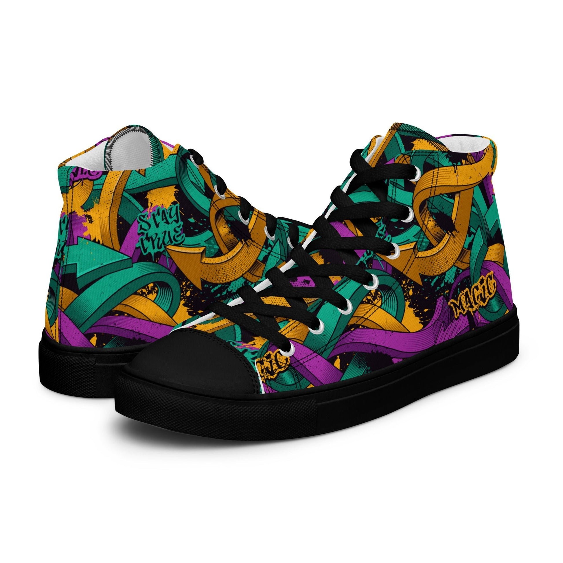 Unisex high top canvas shoes - Grafitti Design - LucyKay store