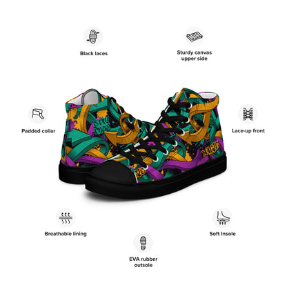 Unisex high top canvas shoes - Grafitti Design - LucyKay store