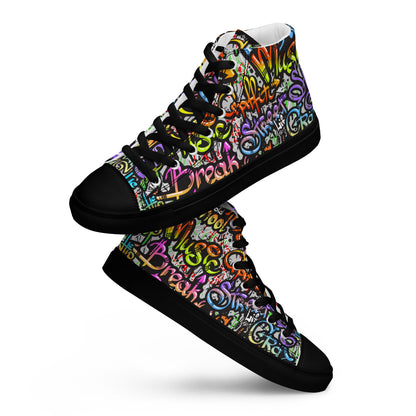 Unisex high top canvas shoes - Grafitti Style - LucyKay store