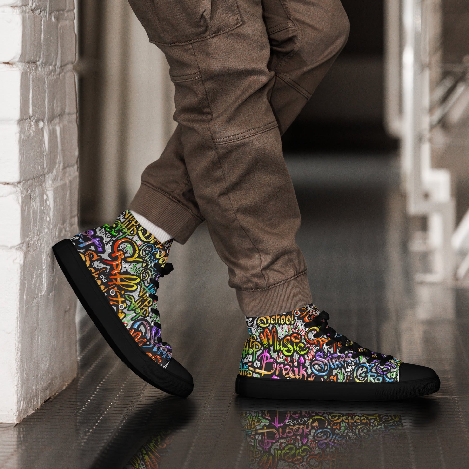 Unisex high top canvas shoes - Grafitti Style - LucyKay store