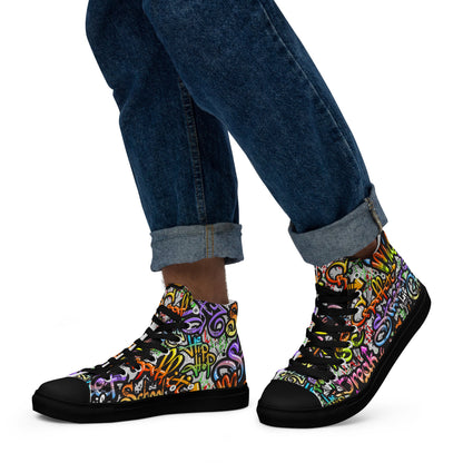 Unisex high top canvas shoes - Grafitti Style - LucyKay store