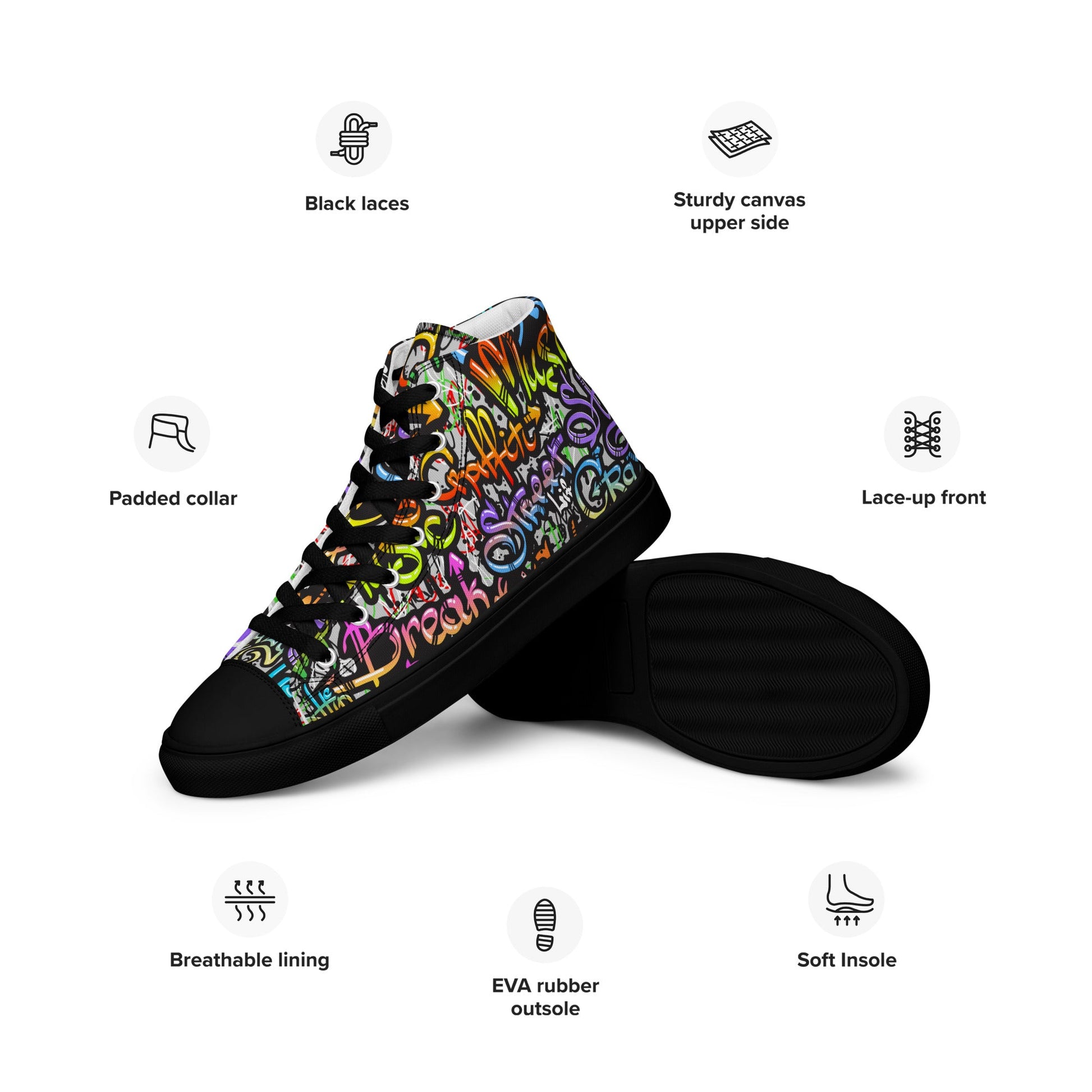 Unisex high top canvas shoes - Grafitti Style - LucyKay store