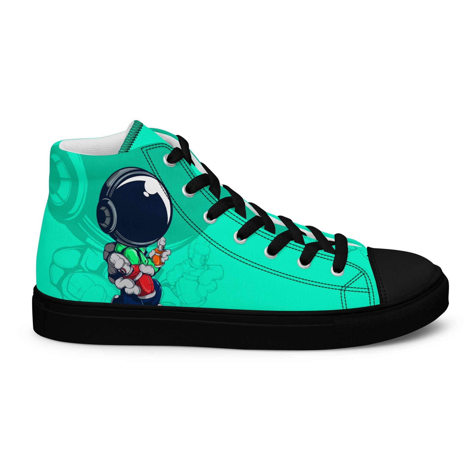 Unisex high top canvas shoes - Green Astronaut - LucyKay store