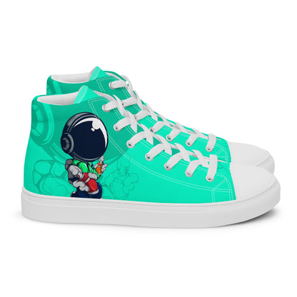 Unisex high top canvas shoes - Green Astronaut - LucyKay store