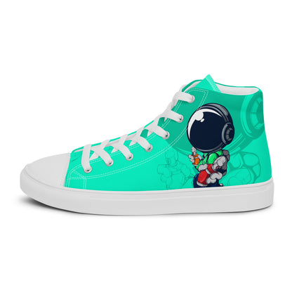Unisex high top canvas shoes - Green Astronaut - LucyKay store