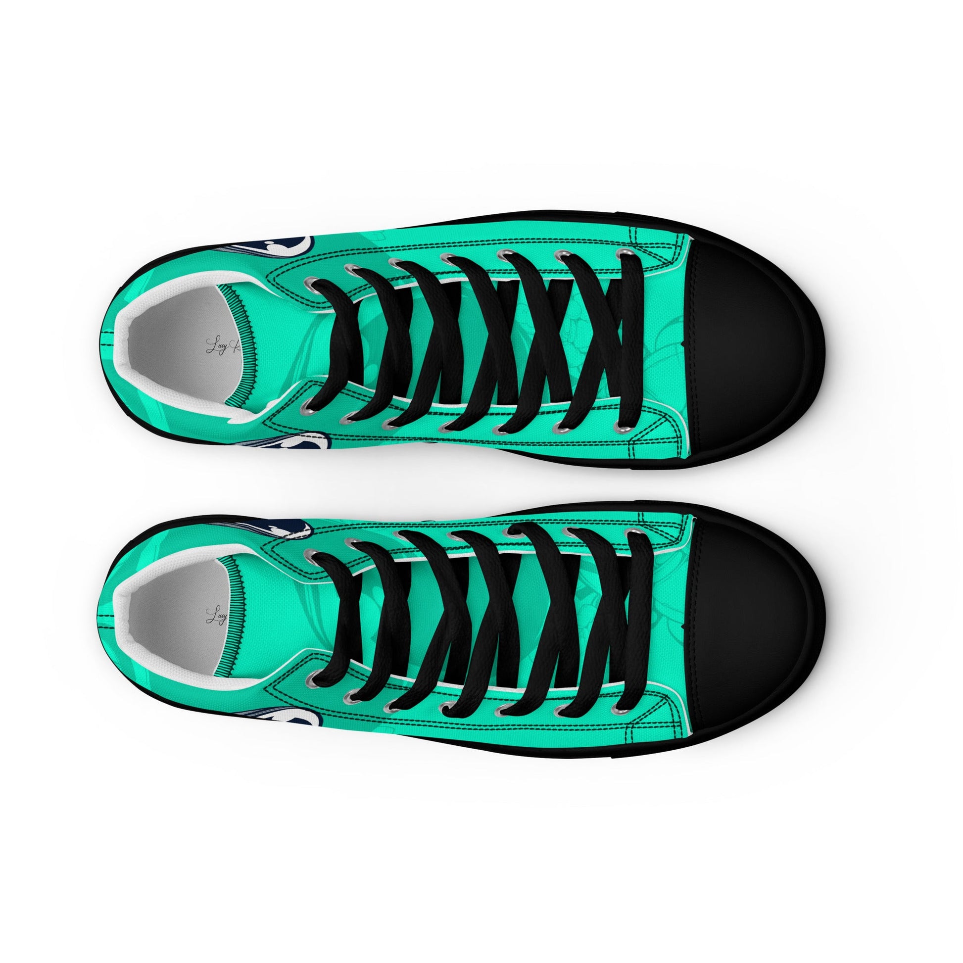 Unisex high top canvas shoes - Green Astronaut - LucyKay store