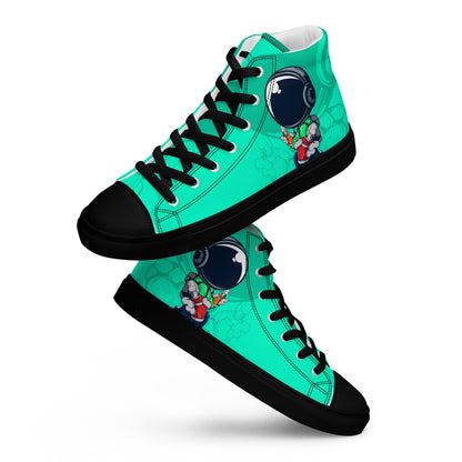Unisex high top canvas shoes - Green Astronaut - LucyKay store