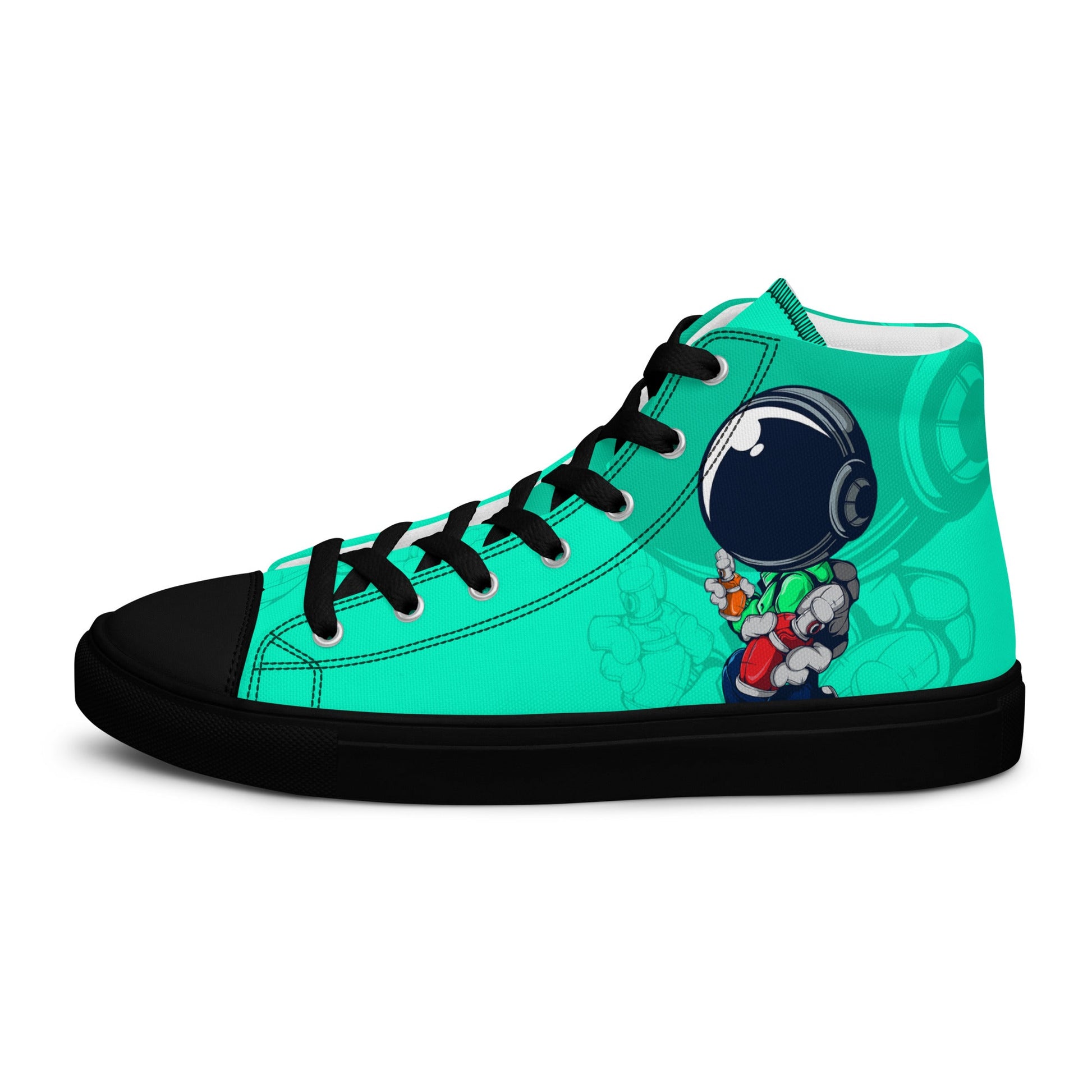 Unisex high top canvas shoes - Green Astronaut - LucyKay store