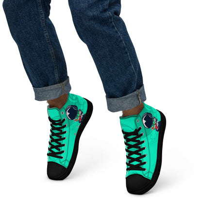 Unisex high top canvas shoes - Green Astronaut - LucyKay store
