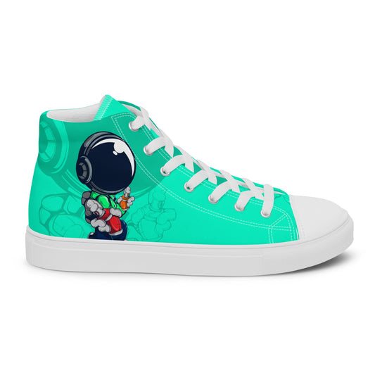 Unisex high top canvas shoes - Green Astronaut - LucyKay store