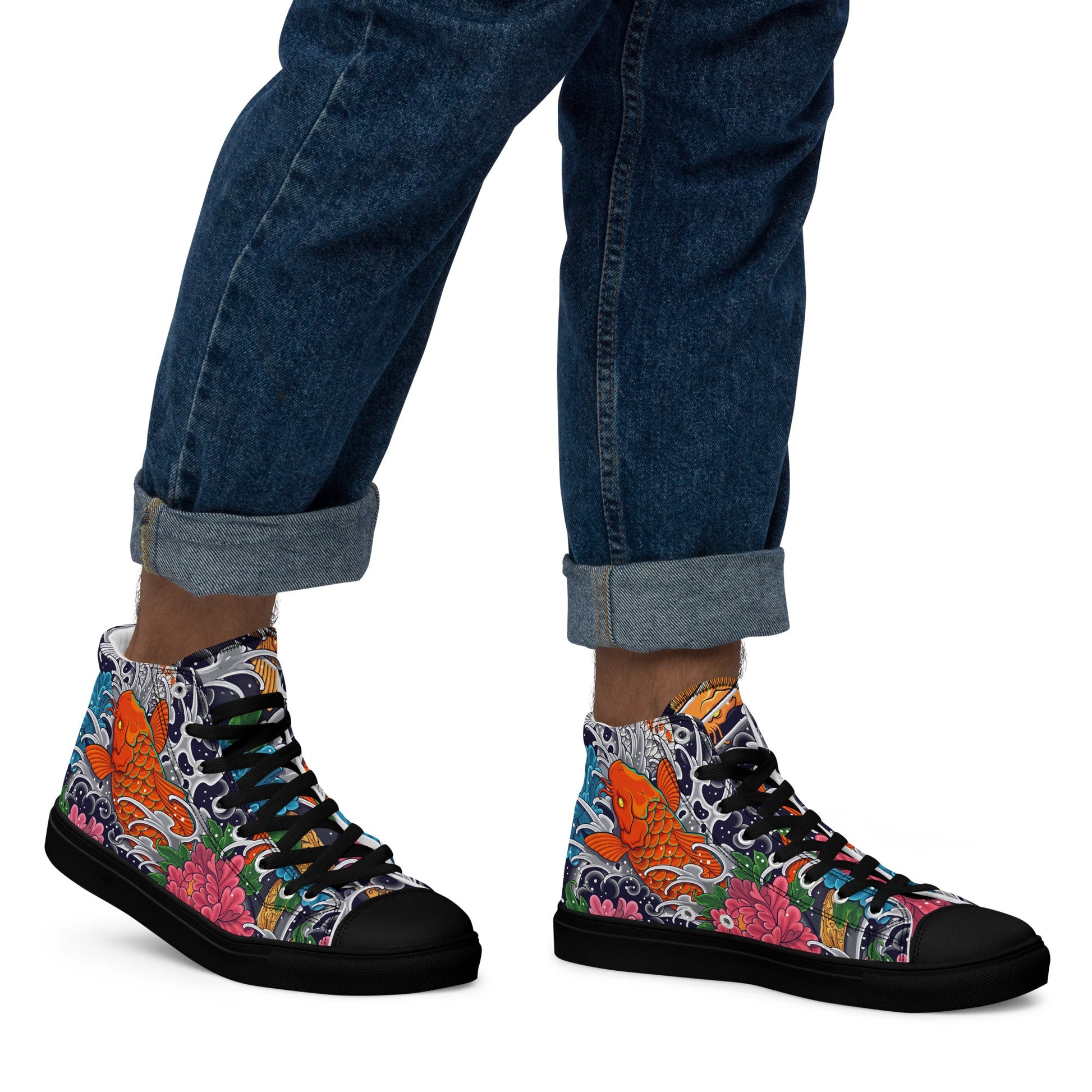 Unisex high top canvas shoes - Koi Fish - LucyKay store