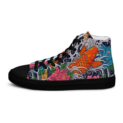 Unisex high top canvas shoes - Koi Fish - LucyKay store