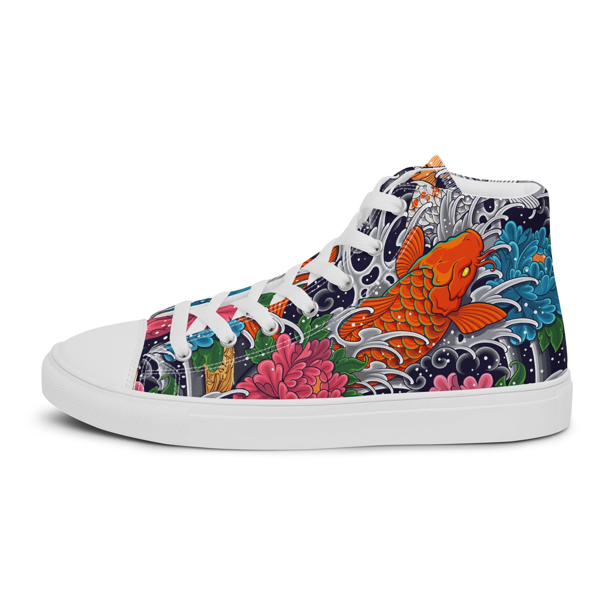 Unisex high top canvas shoes - Koi Fish - LucyKay store
