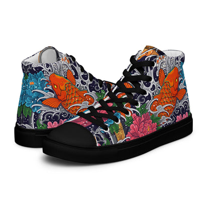 Unisex high top canvas shoes - Koi Fish - LucyKay store