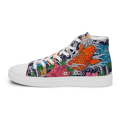 Unisex high top canvas shoes - Koi Fish - LucyKay store