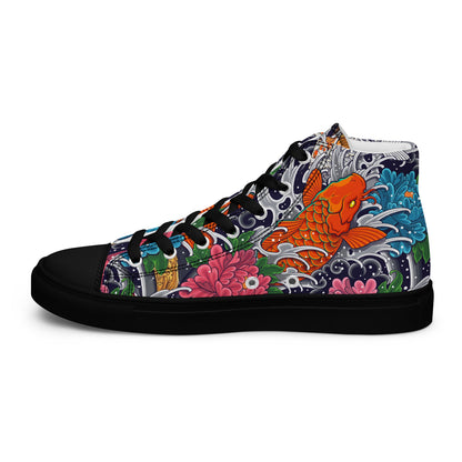 Unisex high top canvas shoes - Koi Fish - LucyKay store