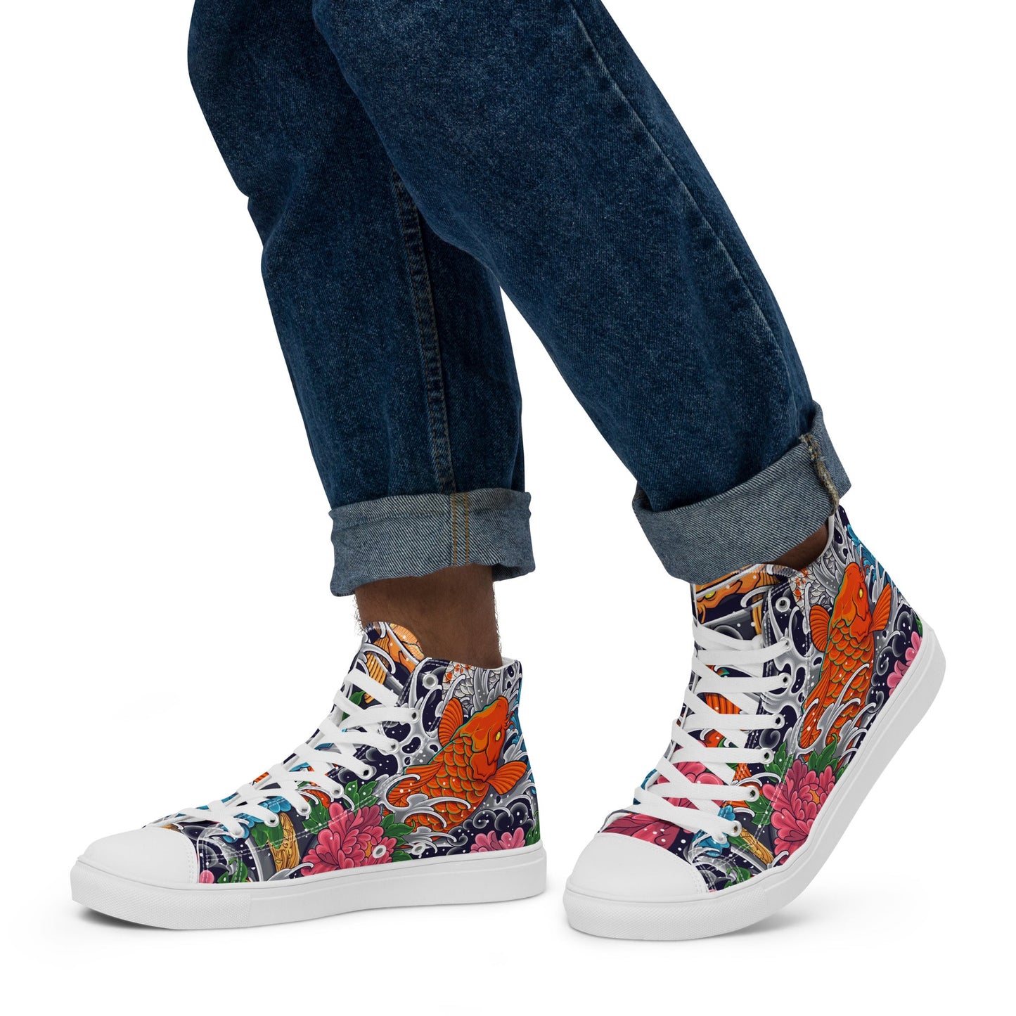 Unisex high top canvas shoes - Koi Fish - LucyKay store