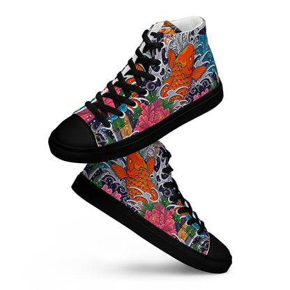 Unisex high top canvas shoes - Koi Fish - LucyKay store