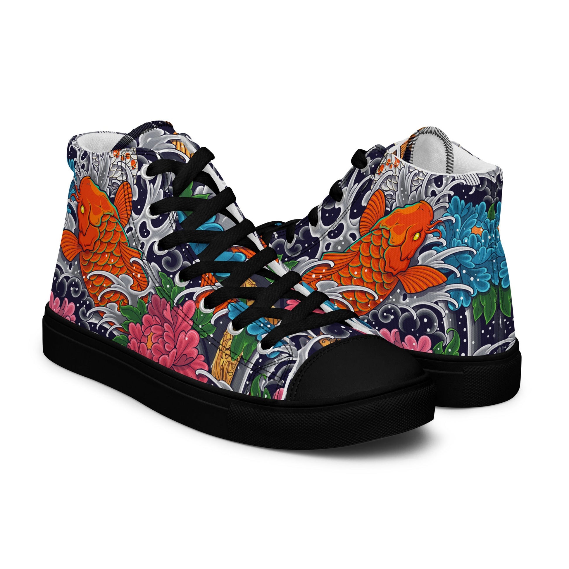 Unisex high top canvas shoes - Koi Fish - LucyKay store