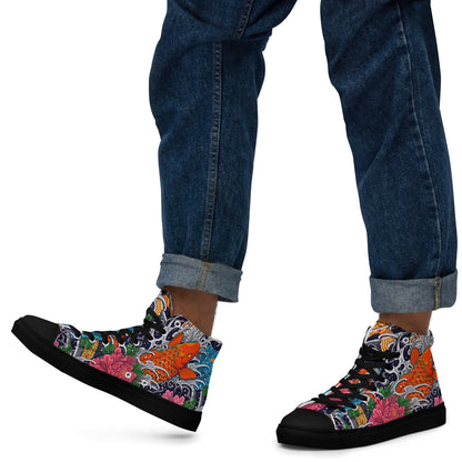 Unisex high top canvas shoes - Koi Fish - LucyKay store