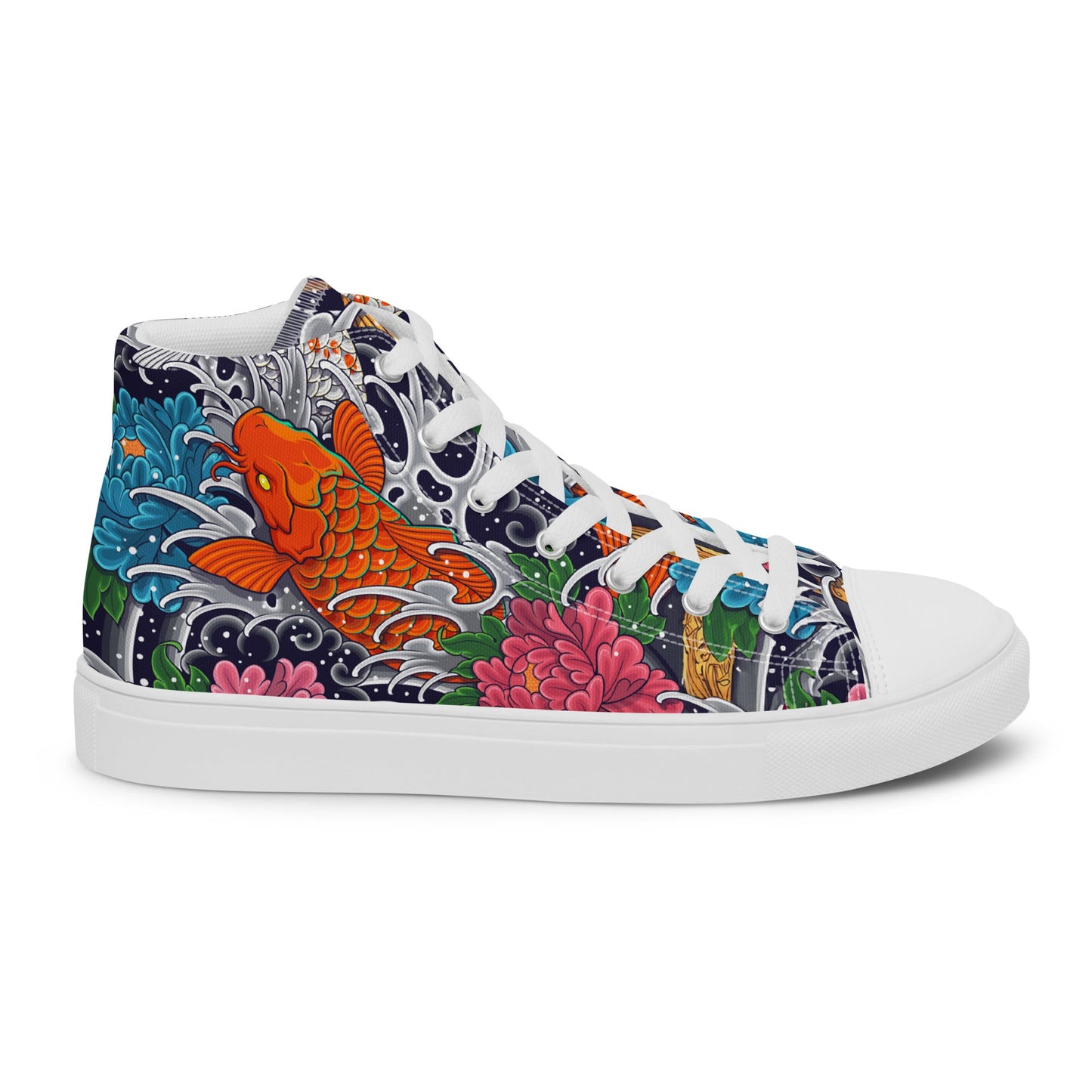 Unisex high top canvas shoes - Koi Fish - LucyKay store