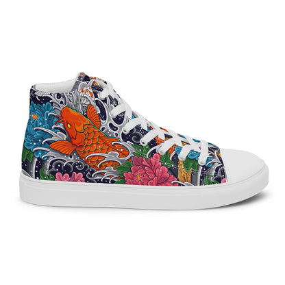 Unisex high top canvas shoes - Koi Fish - LucyKay store