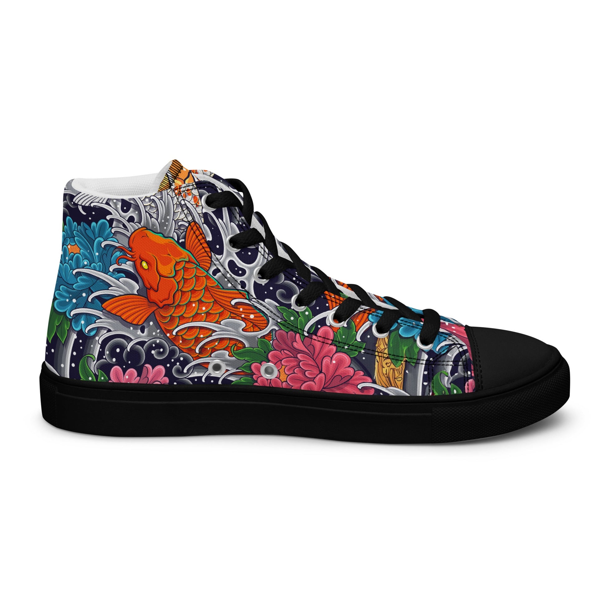 Unisex high top canvas shoes - Koi Fish - LucyKay store