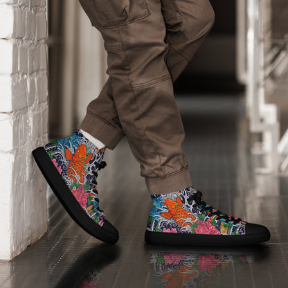Unisex high top canvas shoes - Koi Fish - LucyKay store
