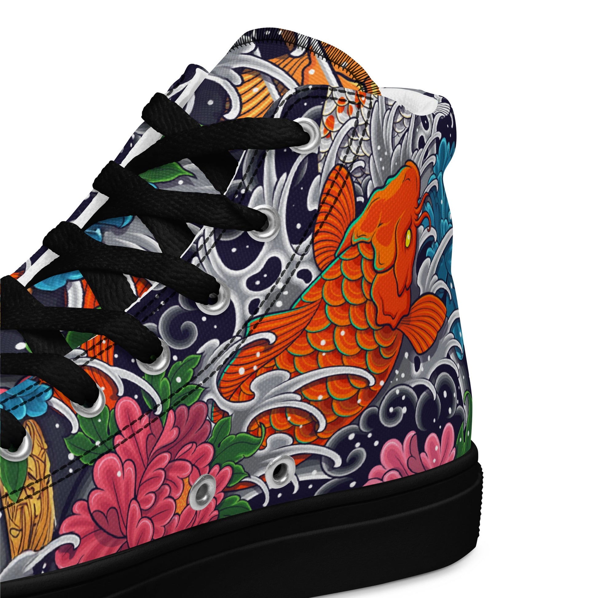 Unisex high top canvas shoes - Koi Fish - LucyKay store