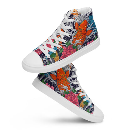 Unisex high top canvas shoes - Koi Fish - LucyKay store