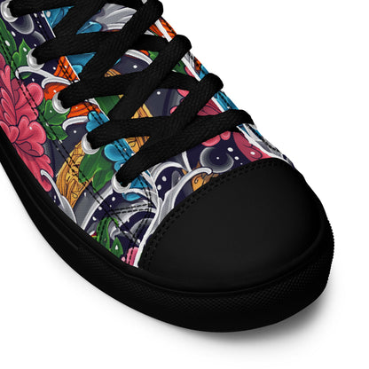 Unisex high top canvas shoes - Koi Fish - LucyKay store