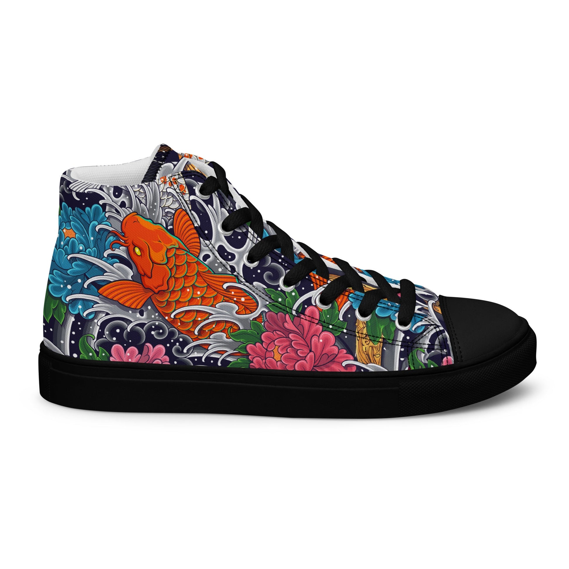 Unisex high top canvas shoes - Koi Fish - LucyKay store