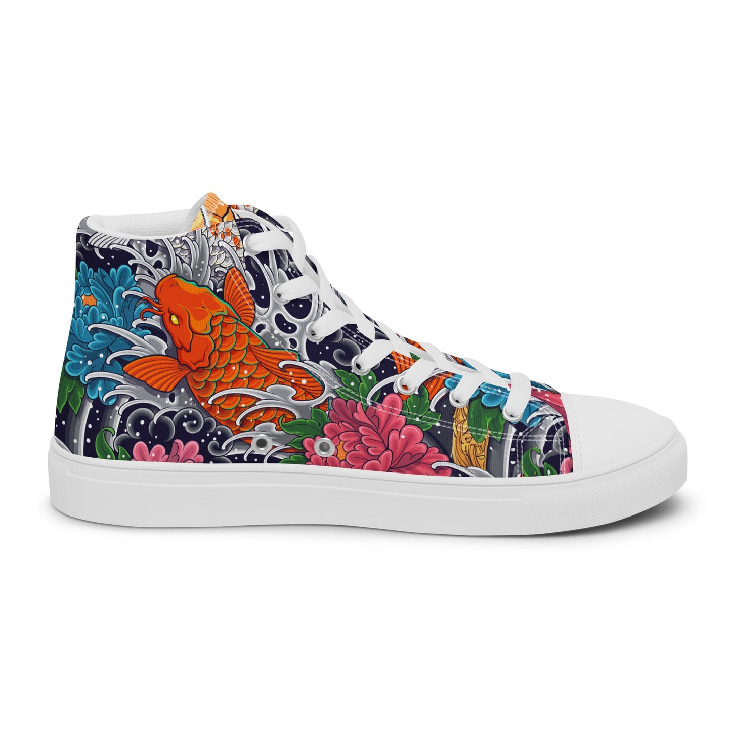 Unisex high top canvas shoes - Koi Fish - LucyKay store