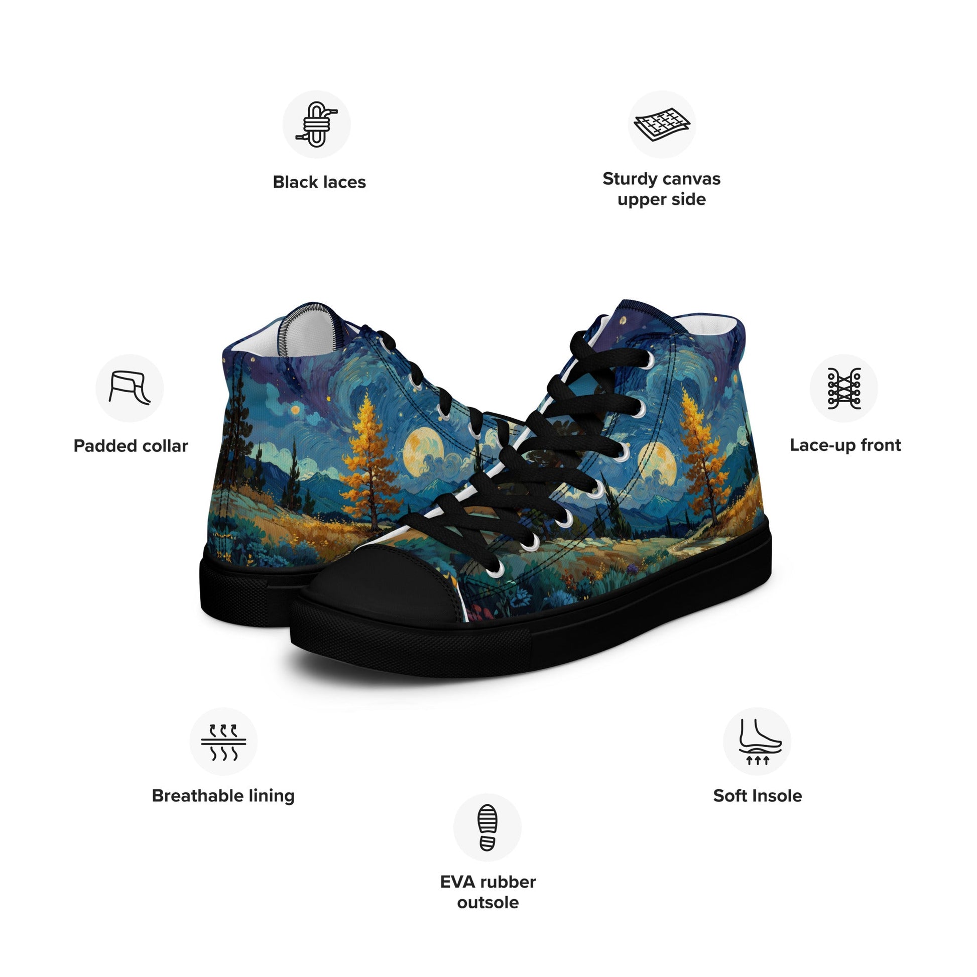 Unisex high top canvas shoes - Lanscape painting - LucyKay store