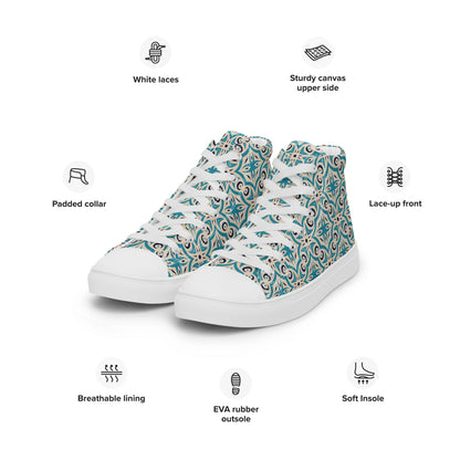 Unisex high top canvas shoes - Oriental Pattern - LucyKay store
