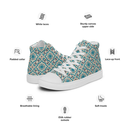 Unisex high top canvas shoes - Oriental Pattern - LucyKay store