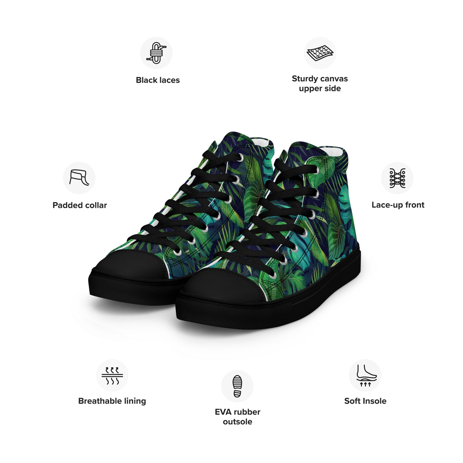 Unisex high top canvas shoes - Tropical - LucyKay store