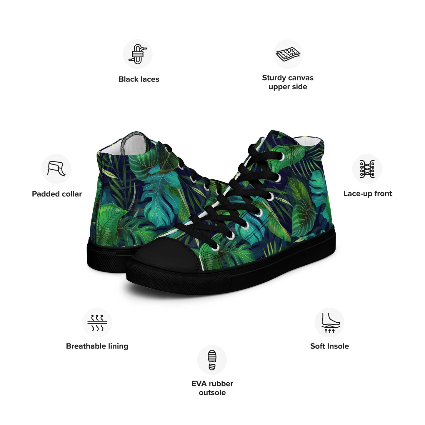 Unisex high top canvas shoes - Tropical - LucyKay store
