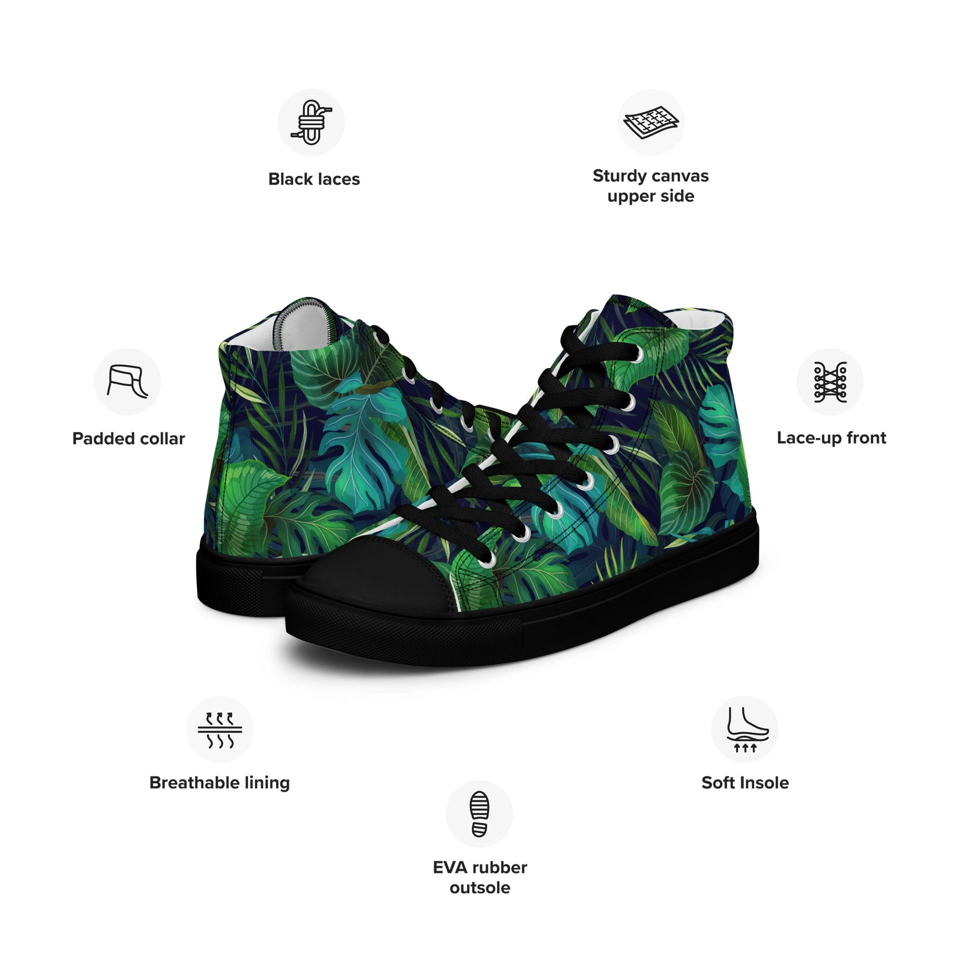 Unisex high top canvas shoes - Tropical - LucyKay store