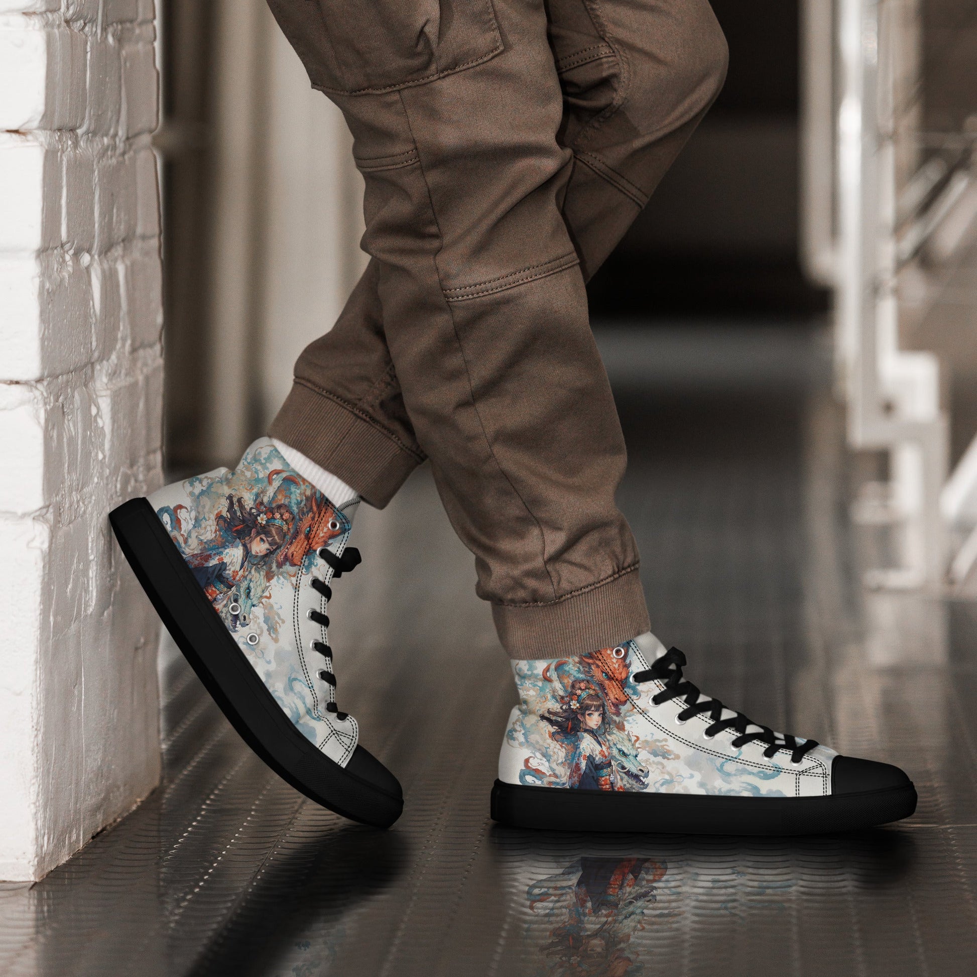 Unisex high top canvas shoes - Two Dragons - LucyKay store