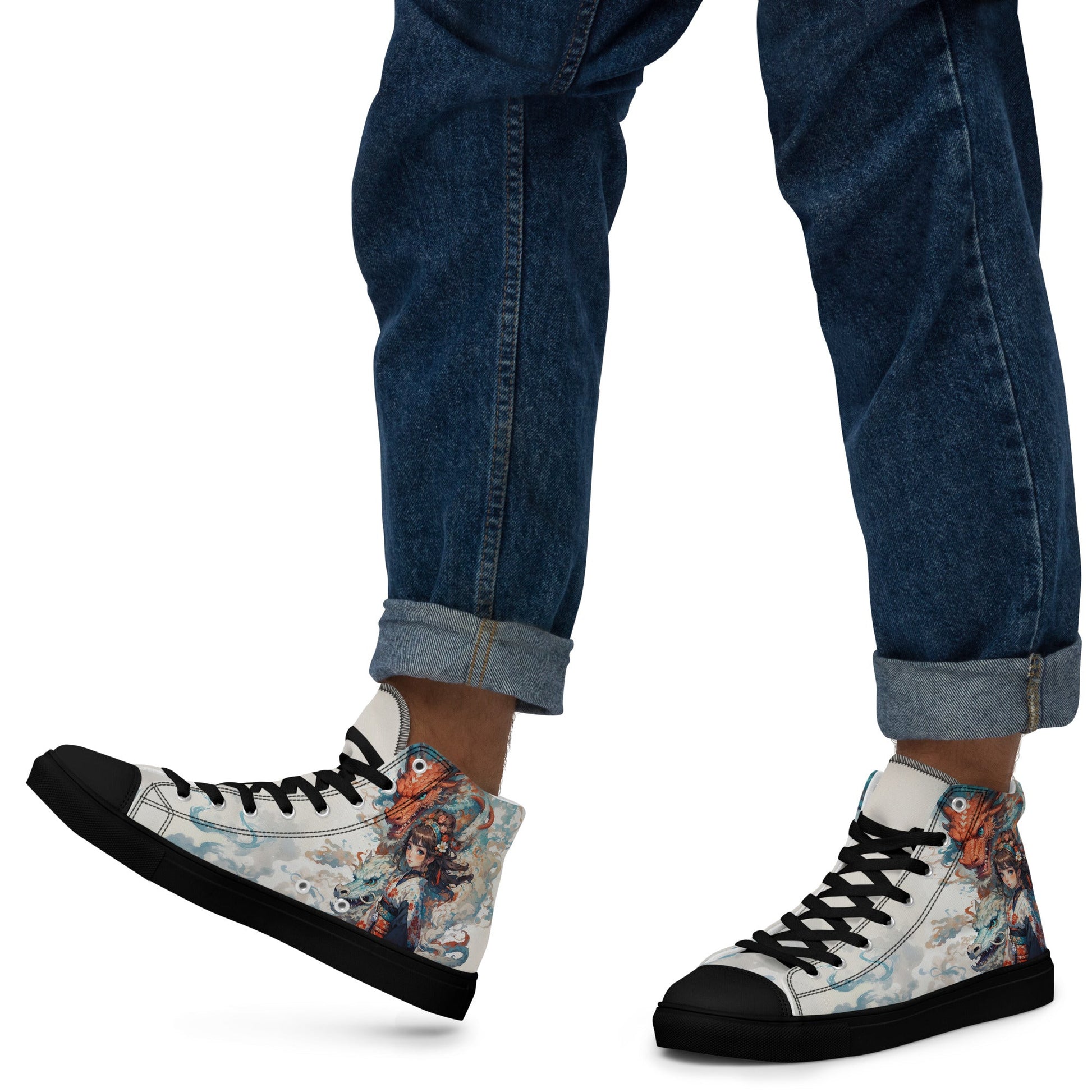 Unisex high top canvas shoes - Two Dragons - LucyKay store