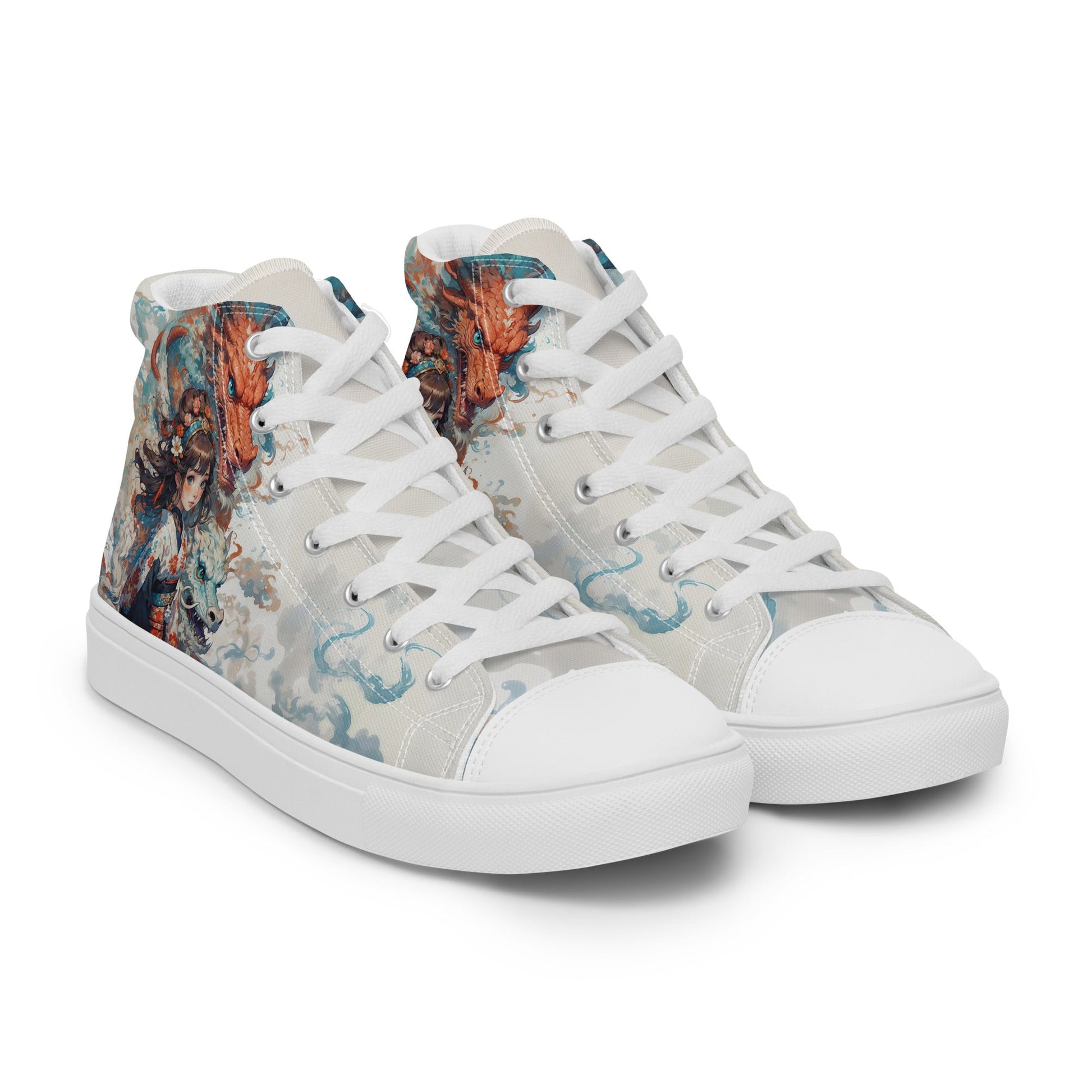 Unisex high top canvas shoes - Two Dragons - LucyKay store
