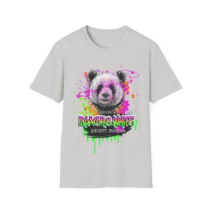 Black & White Panda Print Shirt - Unisex Cotton Graphic Tee - LucyKay store