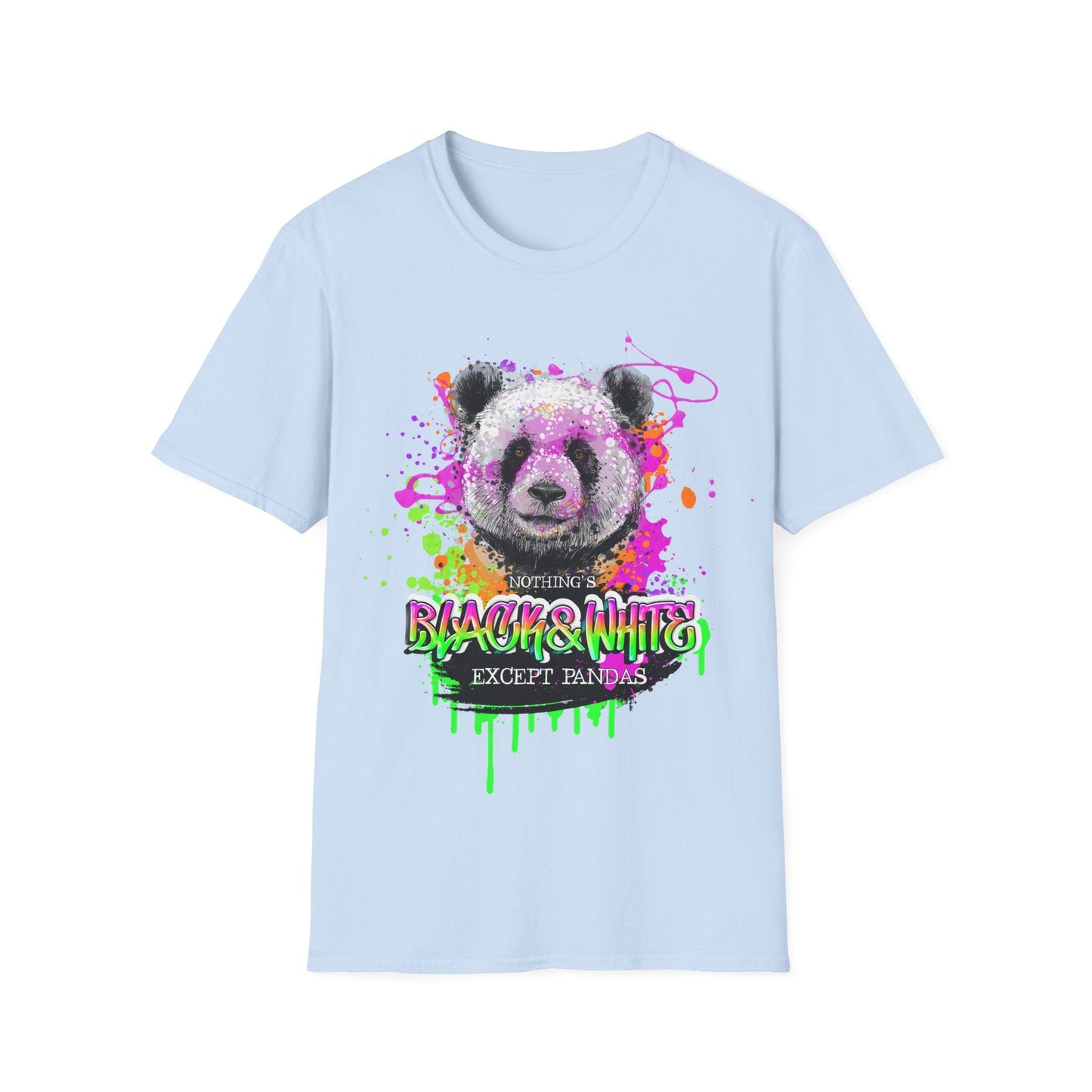 Black & White Panda Print Shirt - Unisex Cotton Graphic Tee - LucyKay store