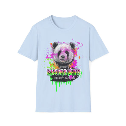 Black & White Panda Print Shirt - Unisex Cotton Graphic Tee - LucyKay store