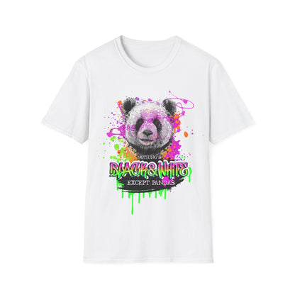 Black & White Panda Print Shirt - Unisex Cotton Graphic Tee - LucyKay store