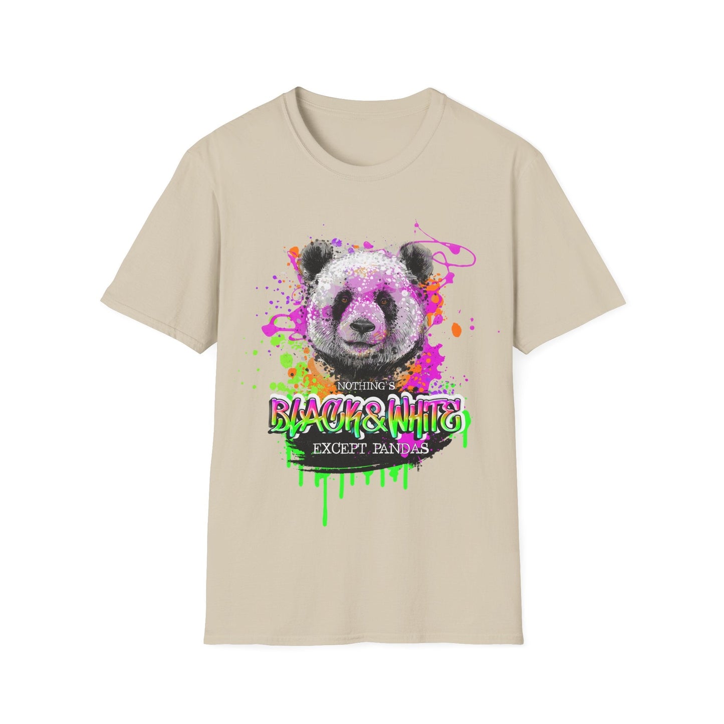Black & White Panda Print Shirt - Unisex Cotton Graphic Tee - LucyKay store