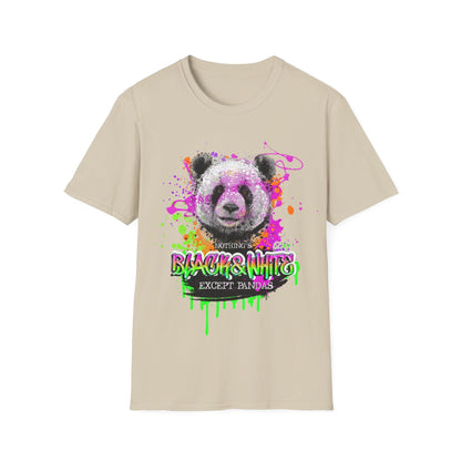 Black & White Panda Print Shirt - Unisex Cotton Graphic Tee - LucyKay store