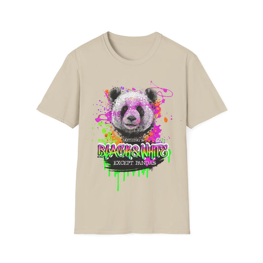 Black & White Panda Print Shirt - Unisex Cotton Graphic Tee - LucyKay store